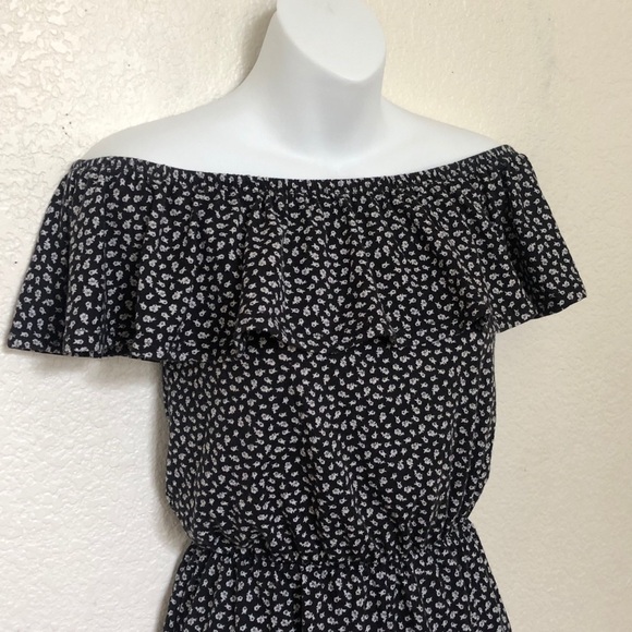 Joe Boxer Black Floral Off the Shoulder Romper - Picture 3 of 5